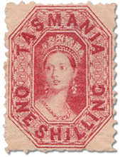 one shilling Tasmanoian Chalon stamp