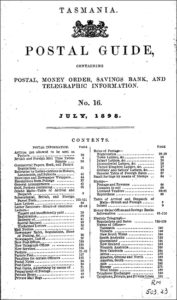 Tasmanian Postal Guide No 16